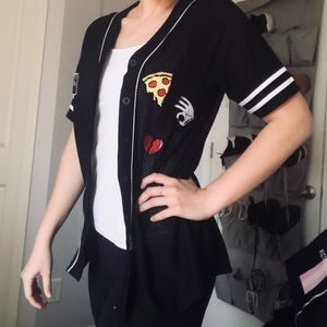 Fun Black Forever 21 Jersey with Patches